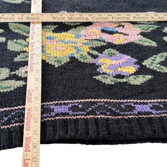 VTG Interim Turtleneck Sweater Abstract Floral Artsy 90s Women Large Cottagecore - Picture 7 of 12